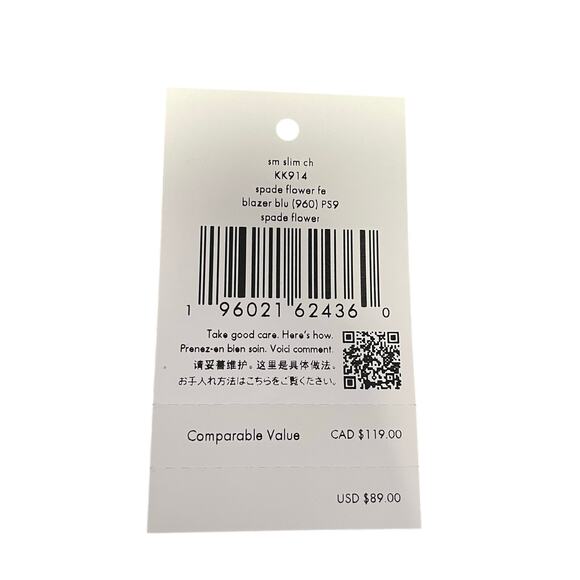 NWT Kate Spade Small Slim Card Holder Wallet Blazer Blue Spade Flower Print - Picture 7 of 7